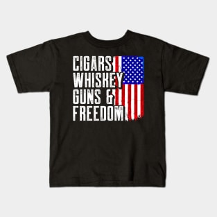 Cigars whiskey guns and freedom Kids T-Shirt